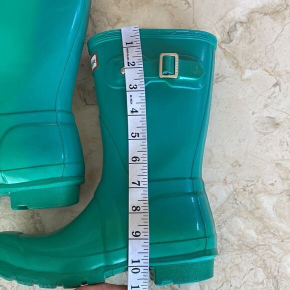 Hunter Short Glossy Waterproof Rain Boots Teal - Picture 12 of 13